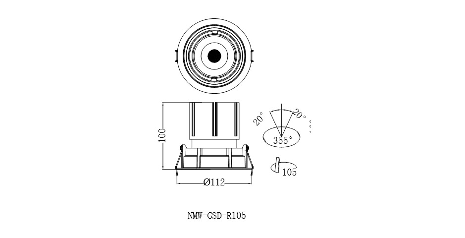 Светодиодный светильник LUMATICA NMW-GSD-R105 белый 20W 36° 3000К