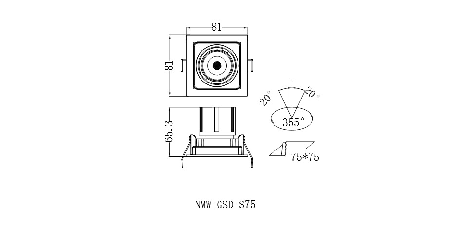 Светодиодный светильник LUMATICA NMW-GSD-S75 белый 7W 36° 3000К