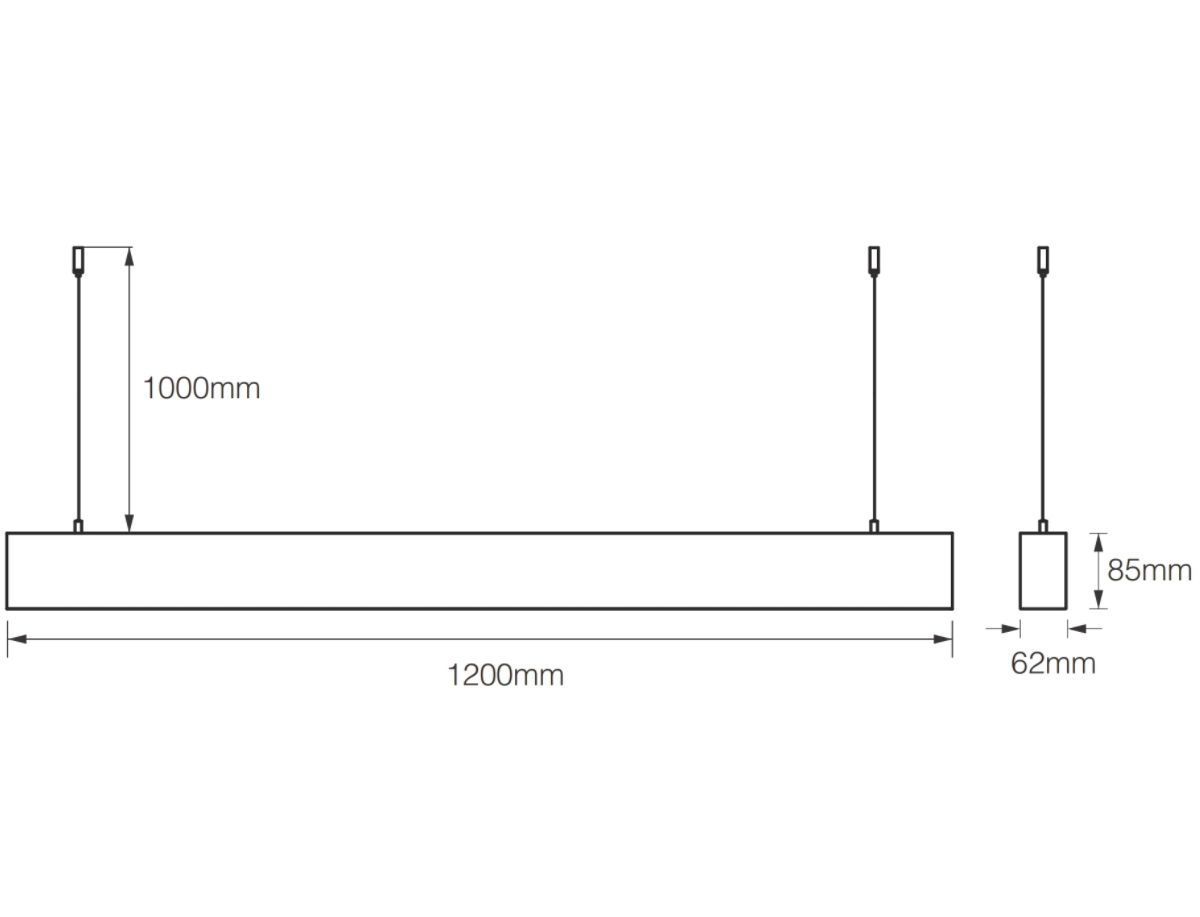 Светильник подвесной Lumatica LED 40W CRI97 1200мм Чёрный