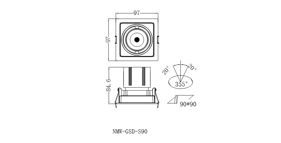 Светодиодный светильник LUMATICA NMW-GSD-S90 белый 12W 36° 4000К