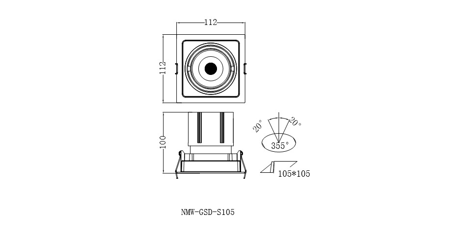 Светодиодный светильник LUMATICA NMW-GSD-S105 бел/черн 20W 36° диммируемый Tuya