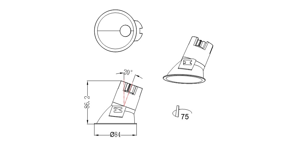 Светодиодный светильник LUMATICA TSD002X-2.5F 5W 38° 3000K золотой